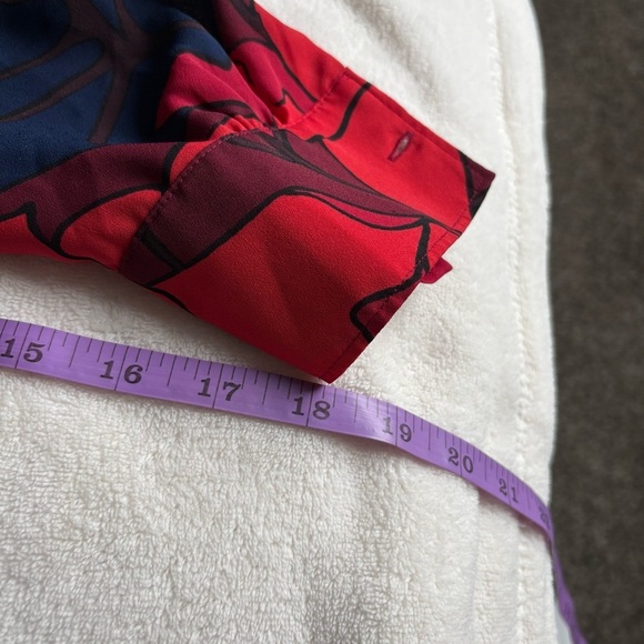LOFT Red and Blue Floral Blouse - Picture 12 of 16